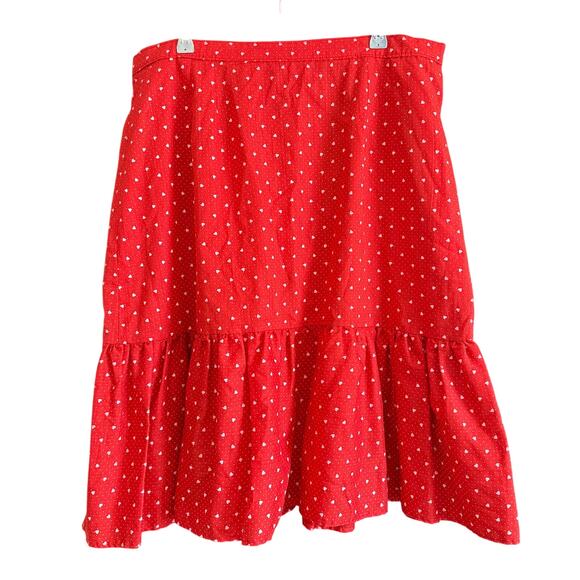 Handmade Dresses & Skirts - Handmade Vintage Retro Red Heart Print Skirt Fit and flare Ruffle Hem Size 16